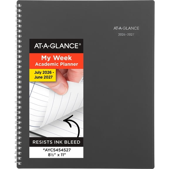 AT-A-GLANCE DayMinder Academic 2026-2027 Weekly Monthly Planner Charcoal Large 8