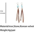 thumbnail image 2 of Bohemian Fringe Leather Earrrings Handmade Tassel Earrings with Turquoise Long Western Statement Dangel Earrings Vintage Long Turquoise Leather Tassel Earrings for Women Jewelry, 2 of 9