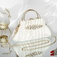 thumbnail image 2 of Crystal Rhinestone Evening Bags Women's Pleated Clutch Purses Vintage Leather Handbags, 2 of 7