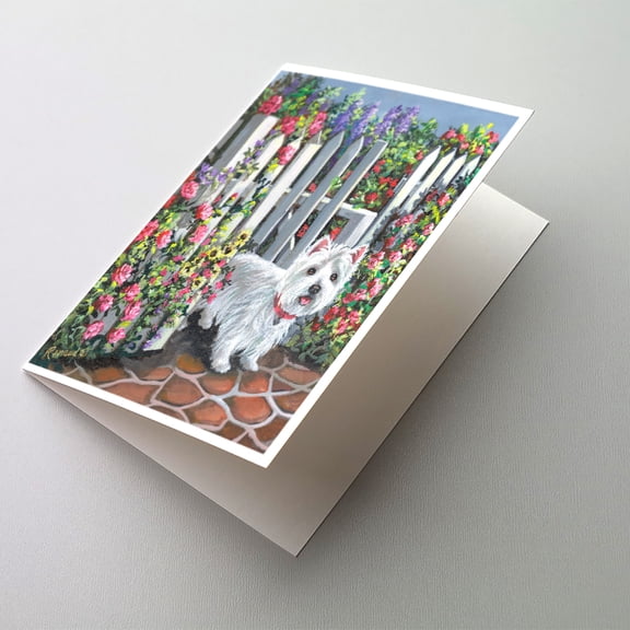 Westie At the Gate Greeting Cards and Envelopes Pack of 8