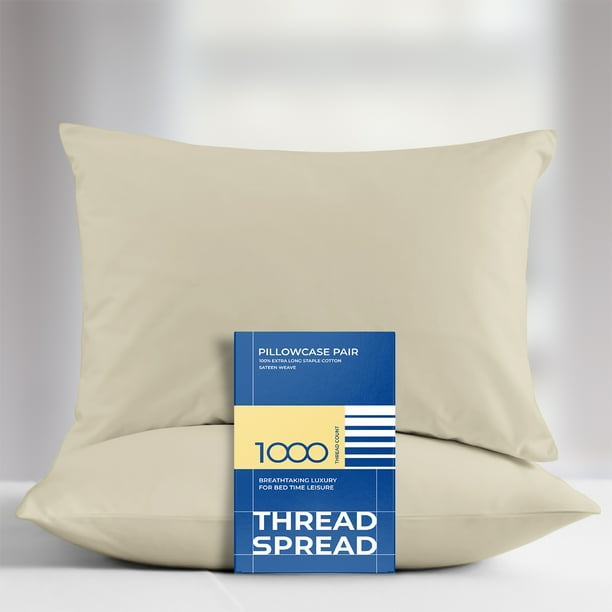THREAD SPREAD 100 Cotton Standard / Queen Pillowcase Set of 2 (Sand