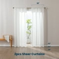 thumbnail image 6 of Sleep Zone Jacquard Stripes Sheer Curtains with Textured Weave, Semi-Blackout Curtain Panels Living Room Bedroom Bathroom 2 Panels, 52" x 95" White, 6 of 7
