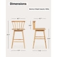 thumbnail image 3 of Joyyskill Modern Bar Stools Set of 3, 24" Wooden Counter Height Barstools, Modern Armless Farmhouse Bar Dining Chairs with Back & Footrest, Natural Oak, 3 of 5