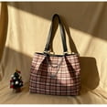thumbnail image 6 of SPEKSEE Women’s Christmas Plaid Canvas Tote Bag, Trendy Shoulder Bag Holiday Gift, Spacious Handbag for Work Travel Shopping, 6 of 12