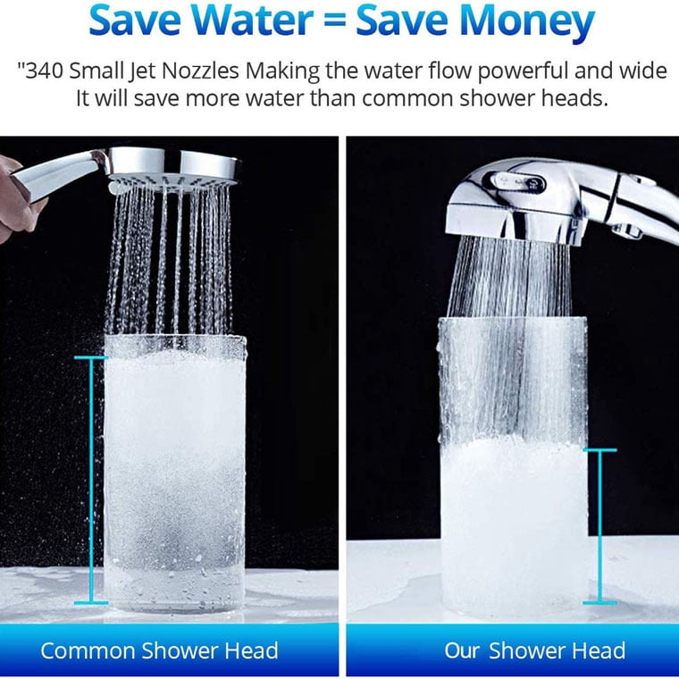 Chrome High Pressure Handheld Shower Head with ON/OFF Pause Switch, 3 Spray Modes Shower Wand with Shut Off Button, Removable Camper Shower Head with Hose and Adjustable Angle Bracket