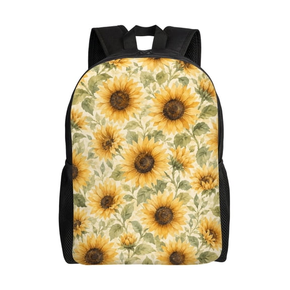 Floral Sunflower Backpack Full Front Print Travel Laptop Bag for Men and Women