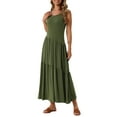 thumbnail image 4 of INSPIRE CHIC Women's Summer Casual Sleeveless Crew Neck Sundress A-Line Flowy Tiered Maxi Dress S Army Green, 4 of 6