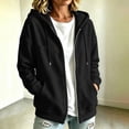thumbnail image 4 of Edvintorg Women's Jackets Loose Zip up Long Sleeve Coat Fall Winter Casual Hooded Outerwear with Pocket Women's Clothes S-2XL Black, 4 of 9