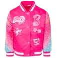 thumbnail image 1 of Chaqueta bomber Barbie para niñas pequeñas Varsity Bright Pink 4, 1 of 5