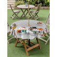 thumbnail image 3 of Outdoor Tablecloth with Umbrella Hole and Zipper, Grey Snowman Round Table Cloth 60 Inch Waterproof Tablecloth, Christmas Winter Snowflake Xmas Tree Picnic Table Cover for Patio Camping, 3 of 7