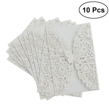 40th Wedding Anniversary Invitations - 10pcs Vertical Butterfly Invitations Cards Kits for Wedding Bridal Shower Birthday + 10pcs Envelope (White)