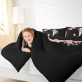 thumbnail image 5 of Erosebridal Black Pink Letter J Floral Bow Print Bedding Comforter Set, Monogram Style King Bedding Sets for Girls, Black Reversible 7pcs, 5 of 6