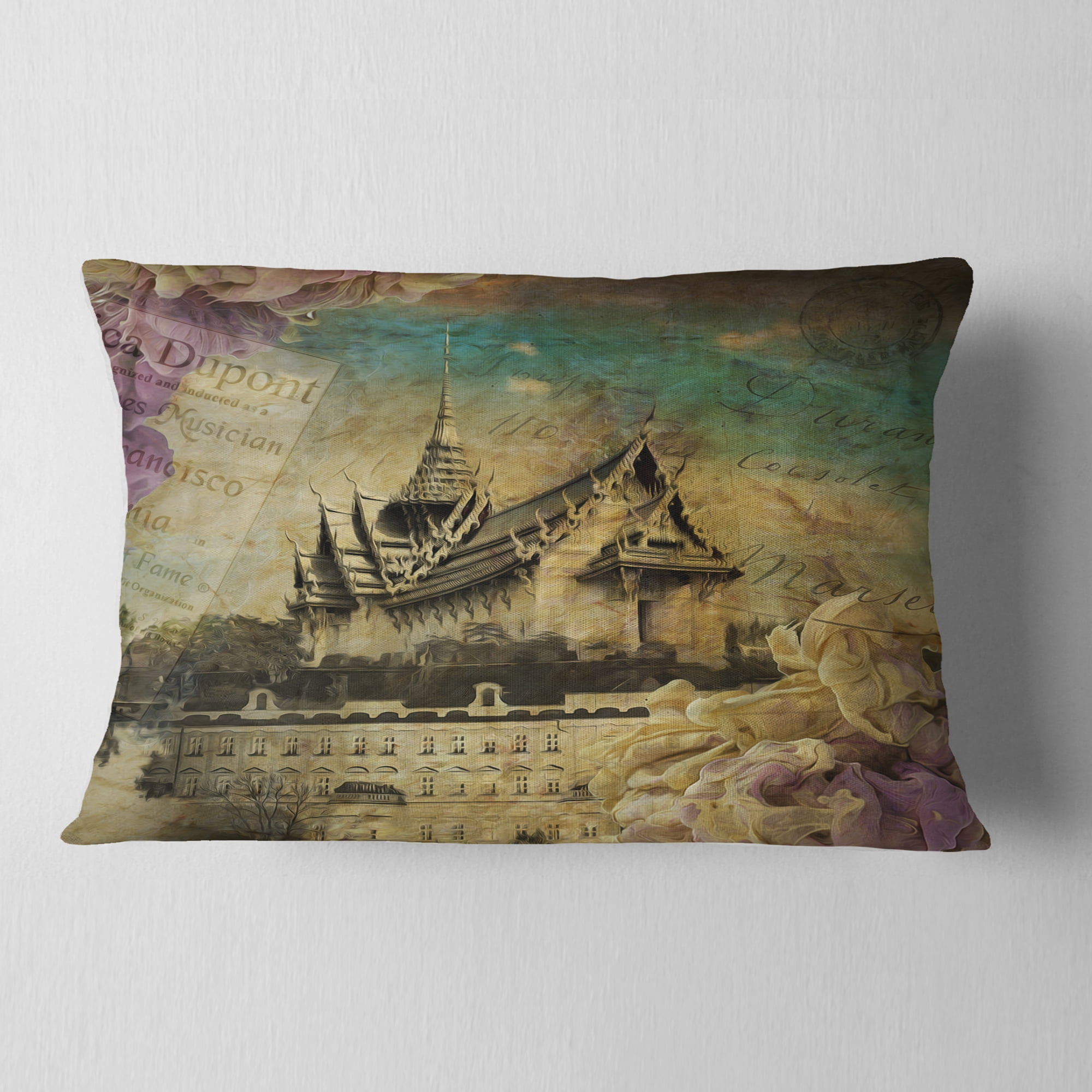 Designart Vintage Style Sky Castle - Contemporary Throw Pillow - 12x20