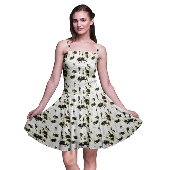 Bimba Tie-Dye Women Sleeveless Mini Flowy Tank Summer Sun Dress Floral Print Dress-Medium