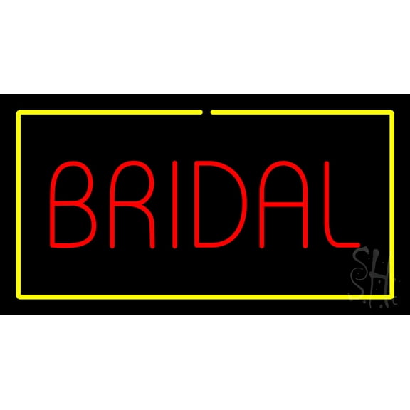 Bridal Rectangle Yellow LED Neon Sign 20" Tall x 37" Wide - inches, Black Square Cut Acrylic Backing, with Dimmer - Premium built indoor Sign for Storefront, Store interior, Studio.