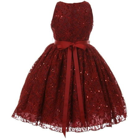 Dreamer P - Little Girls Sleeveless Lace Sequin Pearl Prom Holiday ...