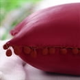 thumbnail image 5 of PiccoCasa 2Pcs Velvet Throw Pillow Covers, Pompoms Decorative Cushion Covers, Sofa Pillowcase, 18"x18", Burgundy, 5 of 7