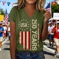 thumbnail image 6 of Women's 250th Anniversary USA Shirt V-Neck - 1776-2026 250 Years T-Shirt American Flag Patriotic Top Distressed Vintage Tee for Memorial Day 4th of July(Army Green/S), 6 of 6