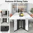 thumbnail image 3 of 78 inch Large Rectangular Dining Table for 8-10 People, Dining Table with Marble-Color Wood Waterproof Tabletop and Adjustable Leg, 6.5ft Luxurious Family Dinner Table for Office Kitchen Living Room, 3 of 8