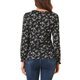thumbnail image 3 of Blusa de manga rizada para mujer INSPIRE CHIC, con cuello fruncido, lazo autoajustable, elegante, de gasa floral, color negro, 3 of 6