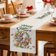 thumbnail image 4 of Happy Easter Cotton Linen Table Runner for Dining Kitchen, Cute Rabbits Flowers Eggs Butterflies Beige Wedding Outdoor Party Tablerunners, Dresser Scarf Coffee Tablecloth Runners 13x60 Inches, 4 of 8