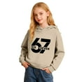 thumbnail image 3 of Tiweut Kids 67 Hoodie 6 7 Meme Six Seven Days of School Hooded Sweatshirt Funny 6 7 Number Printed Long Sleeve Pullover Tops,Beige,3-4 Y, 3 of 6