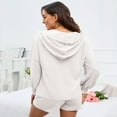 thumbnail image 4 of Womens 2 Piece Sets Hoodie Shirts with Shorts Shirred Cuff Blouse with Drawstring Shorts, 4 of 5