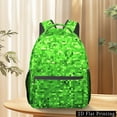 thumbnail image 5 of 1pc Green Pixel Print Backpack Adjustable Straps, Foldable Design, 2D Flat Printing, Casual Style for Daily Commute & Travel, Backpack for Travel, Commuter Bag, Abstract , Durable Zipper Cl, 5 of 8