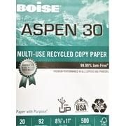 Boise Aspen 30 Copy Paper, White, 92 Bright, Recycled, 500 Sheets