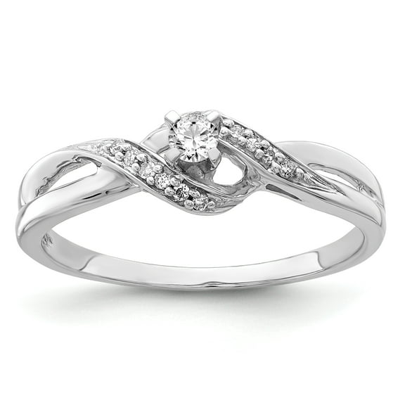 925 Sterling Silver Rhodium Diamond Promise Ring Size 7