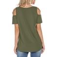 thumbnail image 6 of Dpjklzsn Women's Cutout Shoulder T-Shirt, Short Sleeve Crew Neck Cinched Waist Top, 6 of 8
