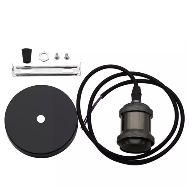 Lampara Solitario de Canope y Socket Color Negro de Cobre para foco E27 90-260V iluminacion Vintage Lampara Vintage