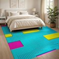 thumbnail image 3 of ODIKA 8'x10' Washable Area Rug Non-Shedding, Easy Care, Funky Aesthetic Cartoon Retro Blocks Graphic Bold Outline for King Size Bedroom Under Bed, Master Suite, 3 of 7