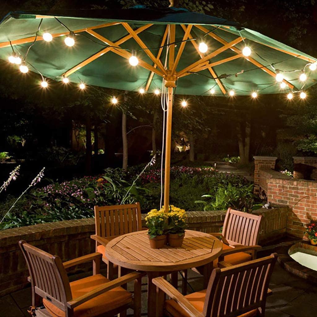 Yi Lighting 27 FT Solar-Powered Outdoor String Lights with 25 Globe LED Bulbs Weatherproof for Patio, Garden, Backyard, Party