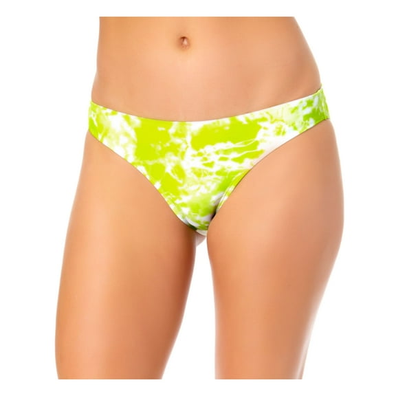 CALIFORNIA WAVES Women's Green Tie Dye Stretch Lined Moderate Coverage Bikini Swimsuit Bottom M