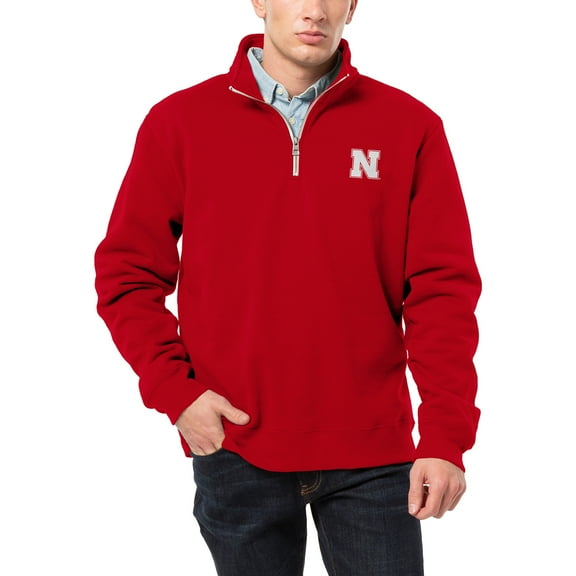 Men's League Collegiate Wear Scarlet Nebraska Huskers Essentials 2.0 Fleece Quarter-Zip Jacket