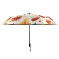 thumbnail image 2 of Compact Sun Umbrella Windproof Travel Umbrellas for Rain Strong Portable UV Protection Fall Leaf and Dots, 2 of 8