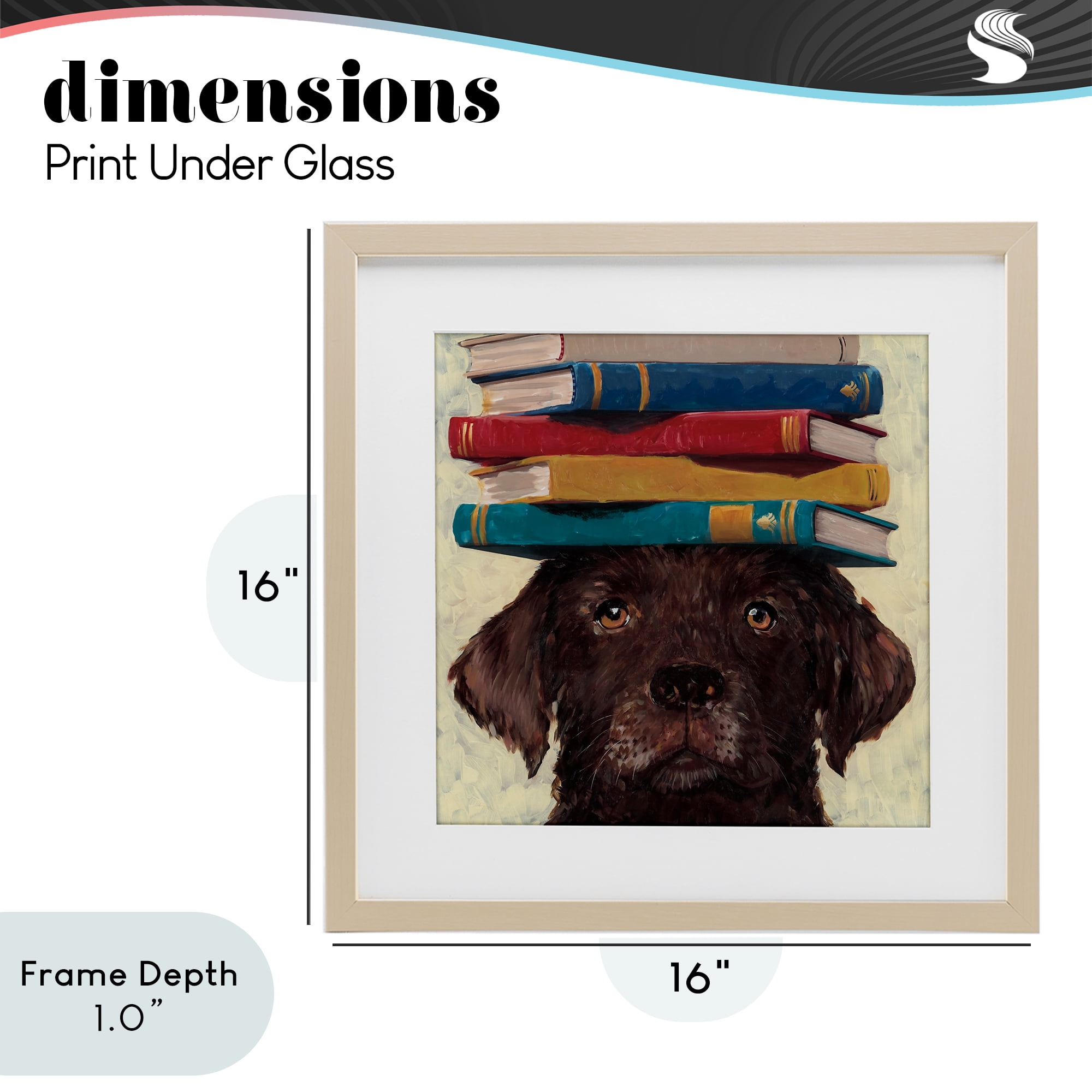 Stupell Industries Studious Abby Dog Birch Framed Print Under Glass, design by Studio Bautista