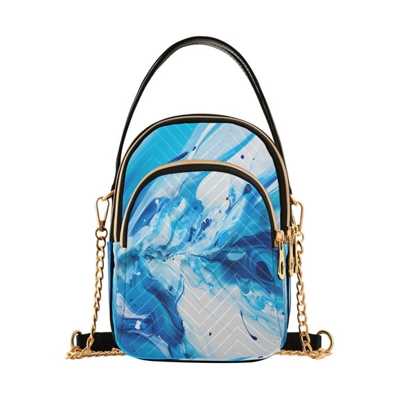 ALAZA Chain Crossbody Bags for Women Blue with Liquid Shoulder Handbag Phone Purse