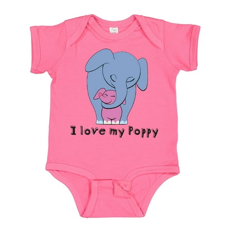 

Inktastic I Love My Poppy Elephant Blue Pink Gift Baby Girl Bodysuit