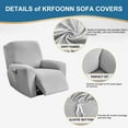 thumbnail image 2 of Stretch Recliner Slipcovers Jacquard Sofa Cover 4-Piece  Slipcover Furniture Protector Recliner Chair Cover with Storage Pocket for Living Room Light Grey, 2 of 11