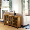 thumbnail image 3 of Simpli Home Acadian 62 inch Wide Solid Wood Transitional Wide Storage Cabinet in Light Golden Brown, 3 of 12