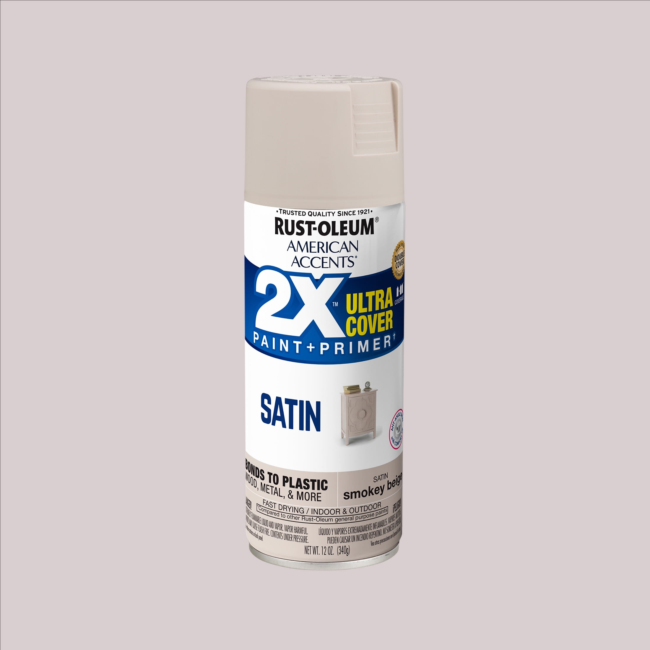 2-Pack Value - Rust-oleum american accents ultra cover 2x satin smoky beige spray paint and primer in 1, 12 oz