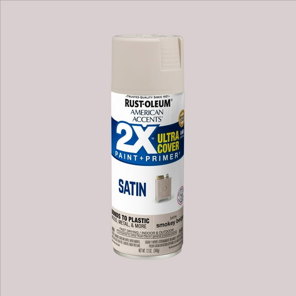 Smoky Beige, Rust-Oleum American Accents 2X Ultra Cover Satin Spray Paint-327934, 12 oz