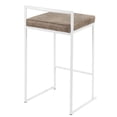 thumbnail image 4 of Contemporary Home Living Set of 2 White and Brown Fabric Stacker Counter Stool - 31", 4 of 5