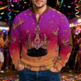 thumbnail image 2 of Resicozy Mardi Gras Sweatshirts for Men Printed Casual Long Sleeve Sweatshirt 1/4 Zipper Stand Collar Pullover Purple 1 L, 2 of 5