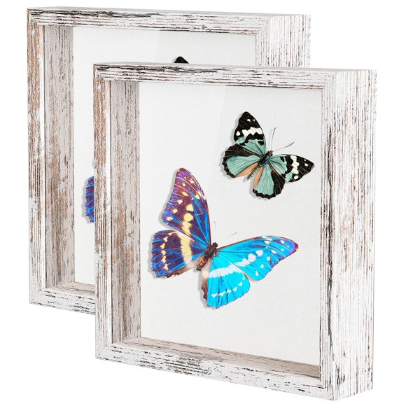 Marco Shadow Box Califortree 8 x 8 con respaldo de lino suave, paquete de 2