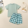 thumbnail image 5 of HCNTES Toddler Boy Summer Shorts Set 2 Piece Baby Summer Clothes Short Sleeve Embroidery T Shirt Plaid Shorts Set, 5 of 9