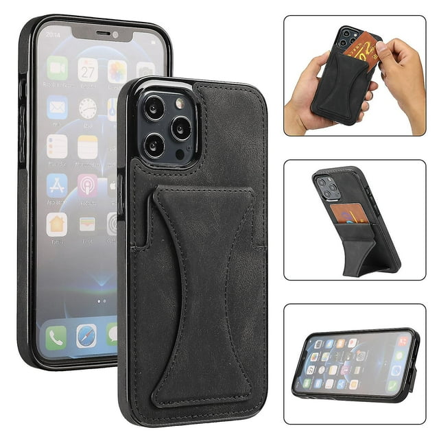 Funda para iPhone 14 Pro con tarjetero de piel sintética