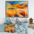 thumbnail image 3 of Boat At The Lake During Evening Glow VIII 20 in x 12 in Framed Painting Canvas Art Print, by Designart, 3 of 4